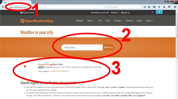 Sprawdzanie miejscowoci OpenWeatherMap
