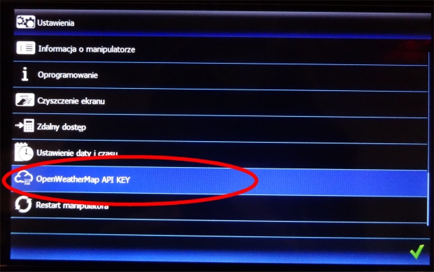 Ustawienia INT-TSI OpenWeatherMap API KEY