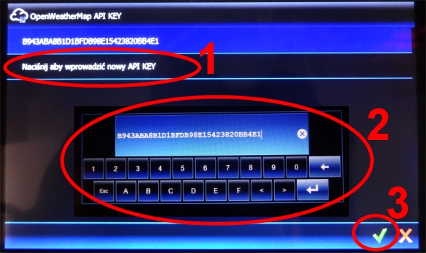 Wprowadzanie API KEY do INT-TSI